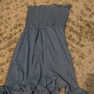 Blue strapless romper!!